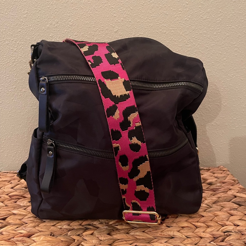 Black Nylon backpack shoulder bag